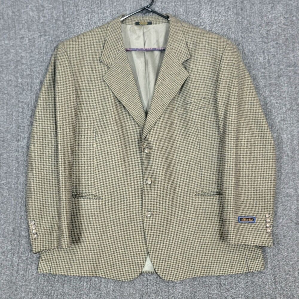 Hardwick Clothes Blazer Mens 48R Brown Wool Silk Houndstooth Sport Coat Jacket